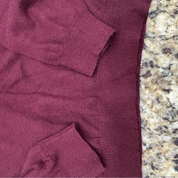 Cozy  V-Neck Sweater with Crisscross Back in Deep Burgundy - Picture 4 of 4